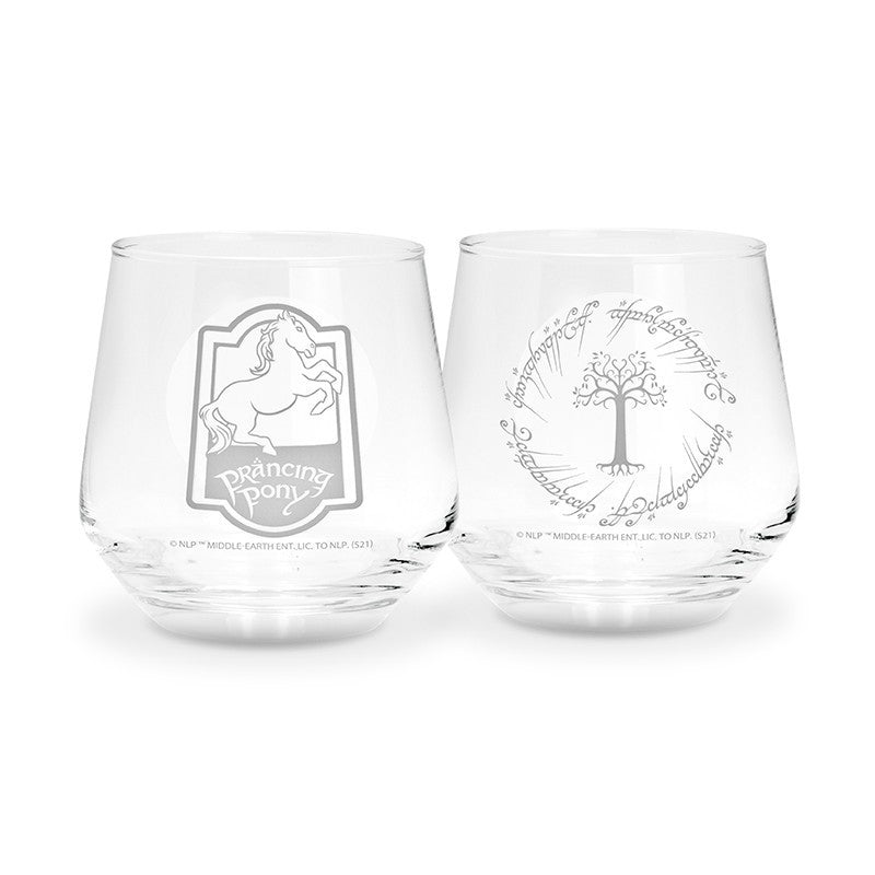 Lord of the Rings - 2 Glasset - Prancing Pony & Gondor tree